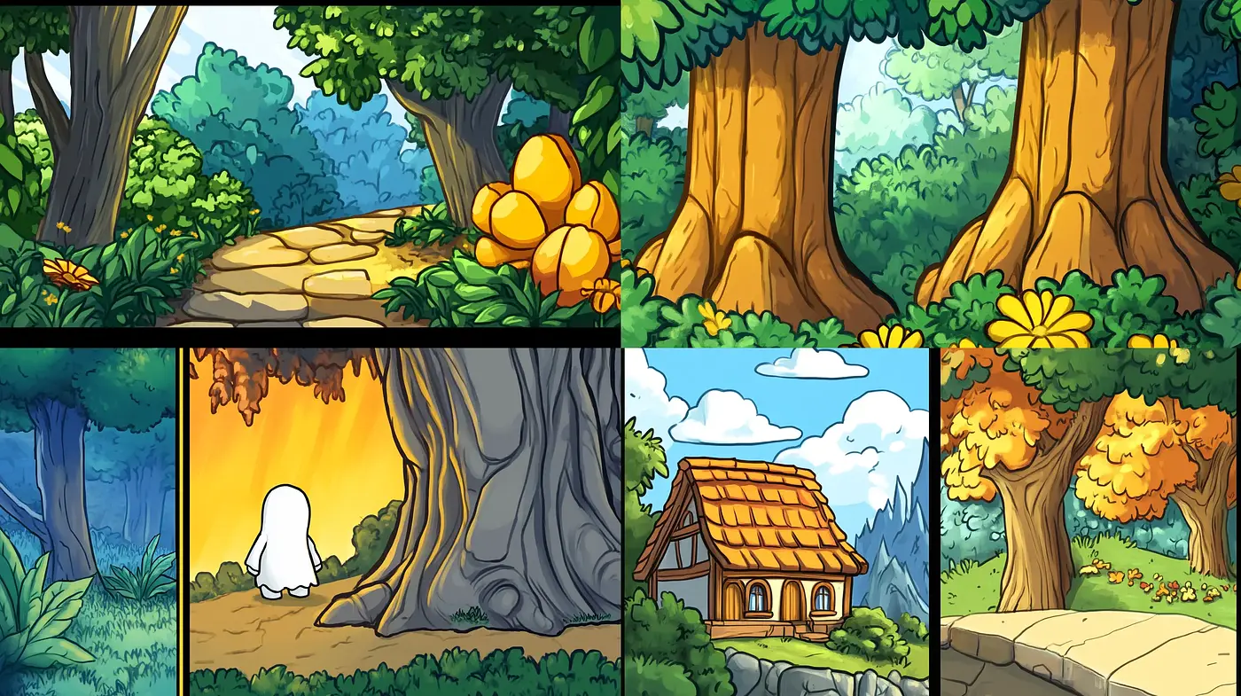 Enchanted Forest Whimsy: A Vibrant Journey Through Stylized Nature - Midjourney sref style