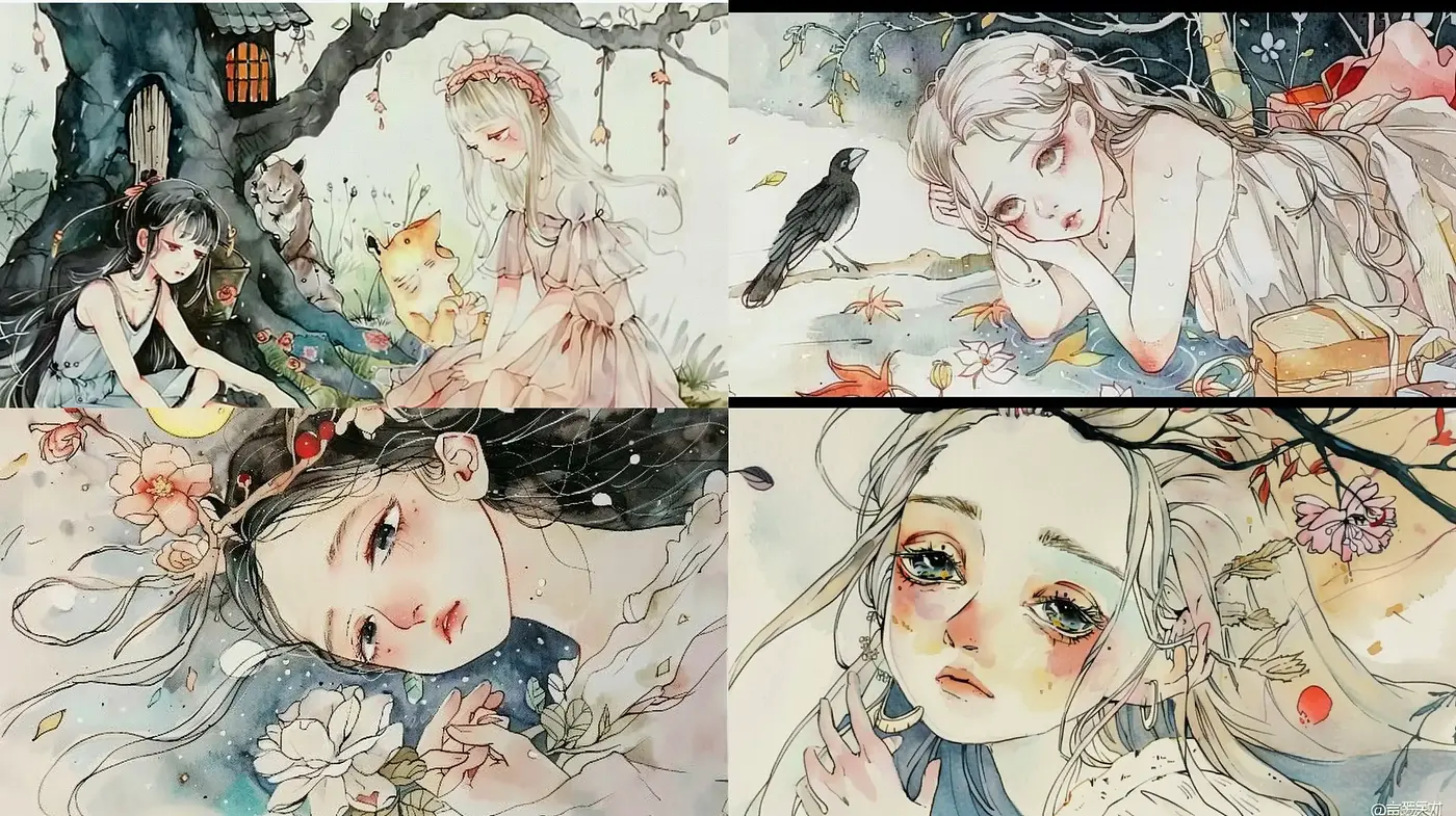 Whimsical Watercolor Tales of Ethereal Enchantment - Midjourney sref style