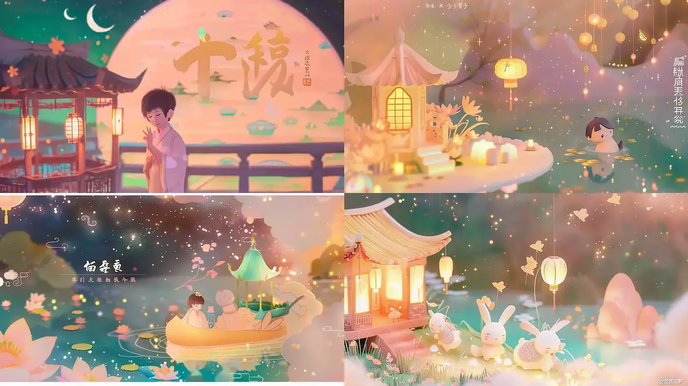 Dreamlike and Whimsical Illustrations with a Serene Atmosphere - Midjourney sref style