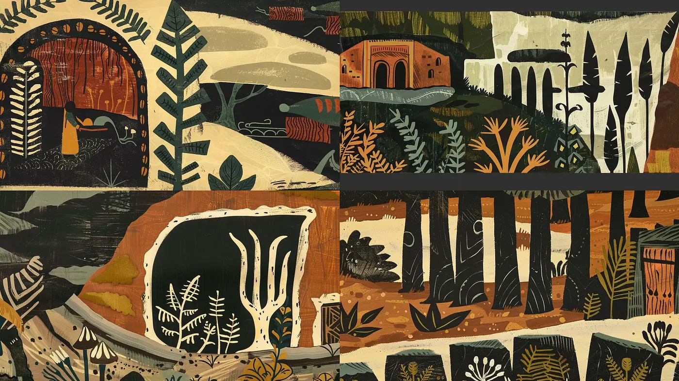 Whimsical Storybook Illustrations with a Folk Art Essence - Midjourney sref style