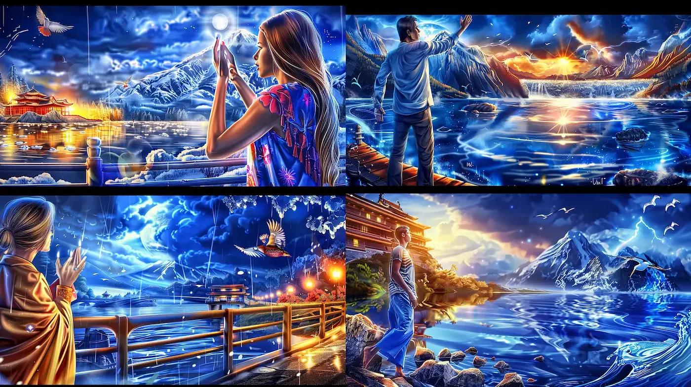 Luminous Surreal Landscape with Ethereal Elements Reflecting Serenity and Harmony - Midjourney sref style