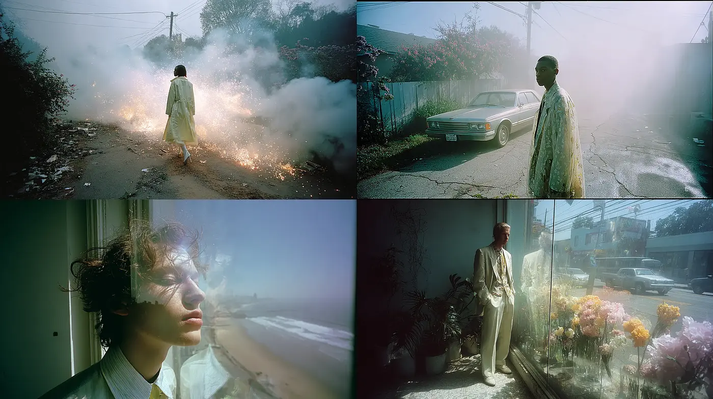 Cinematic Dreamscape with Ethereal Light and Vibrant Textures - Midjourney sref style