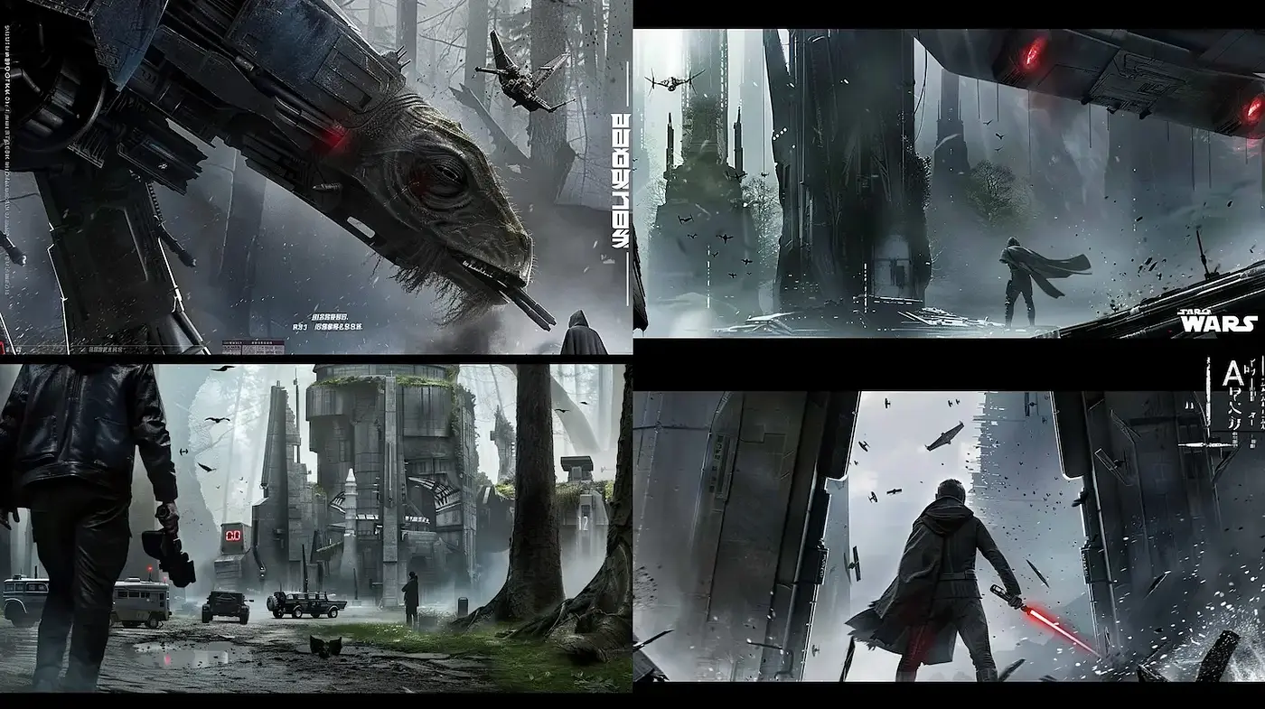 Futuristic Dystopian Urban Landscape Art with Rich Textures - Midjourney sref style