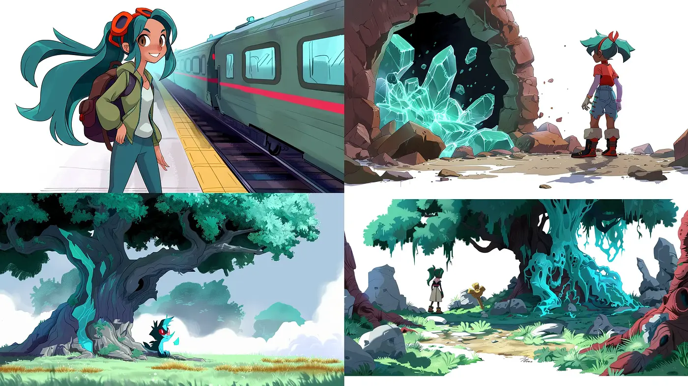 Whimsical Adventure in Nature with a Hint of Anime Inspiration - Midjourney sref style