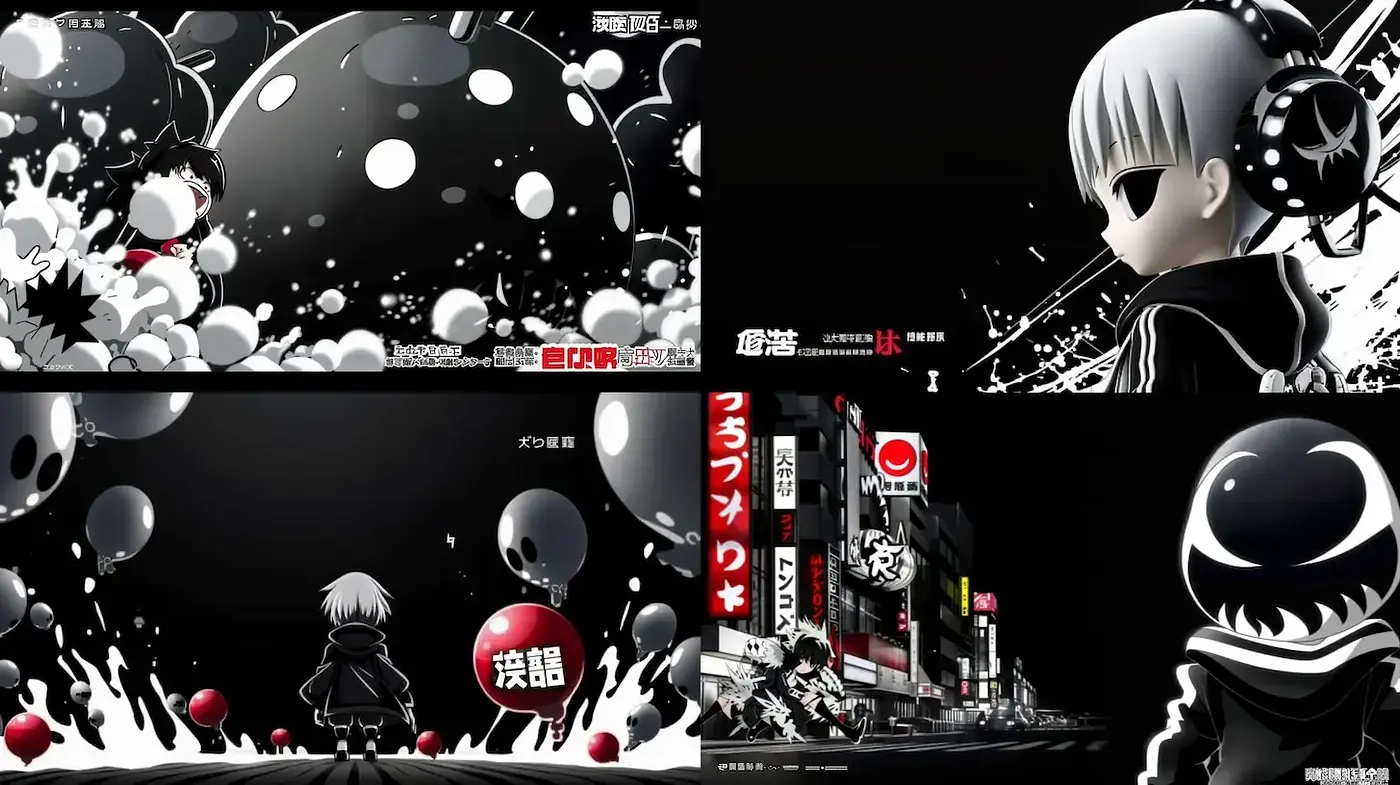 Monochromatic Manga-Inspired Visual Symphonies - Midjourney sref style