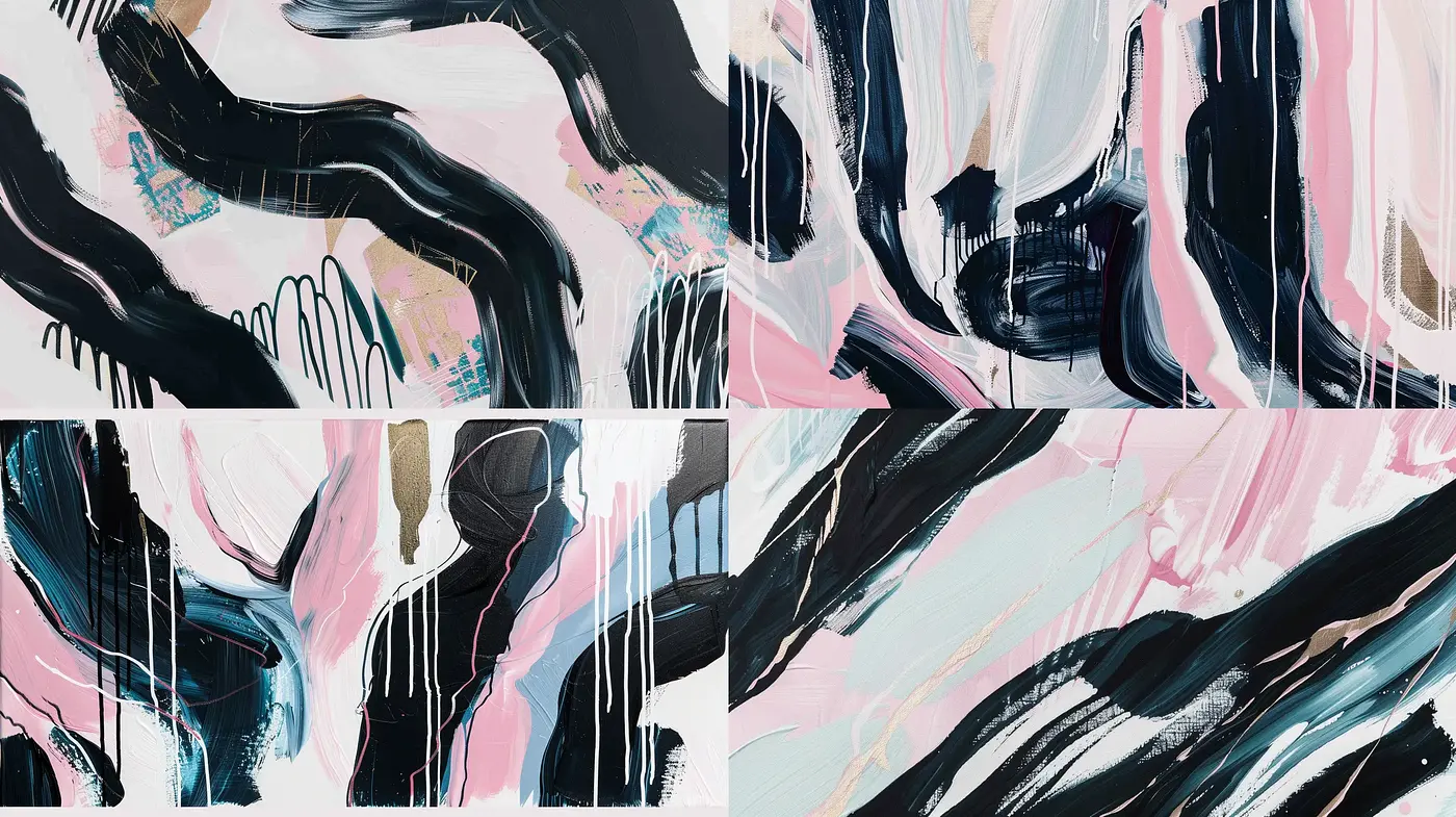 Abstract Expressionist Swirls in Pastel and Black - Midjourney sref style