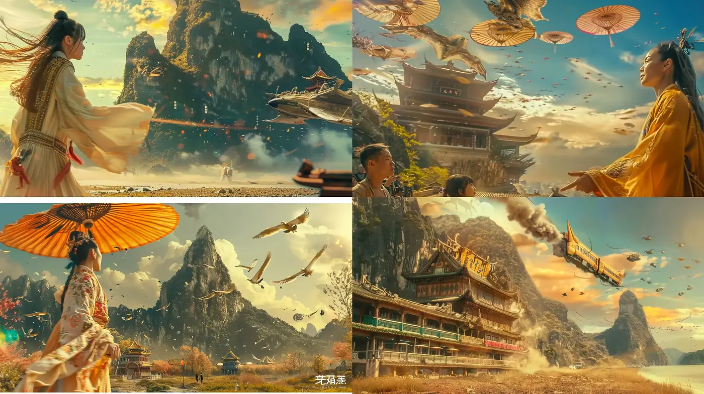 Ethereal Mythical East - A Harmony of Warm Hues and Epic Tales - Midjourney sref style