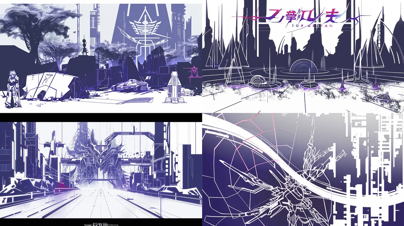 Futuristic Cyber-Noir Monochromatic Visions - Midjourney sref style