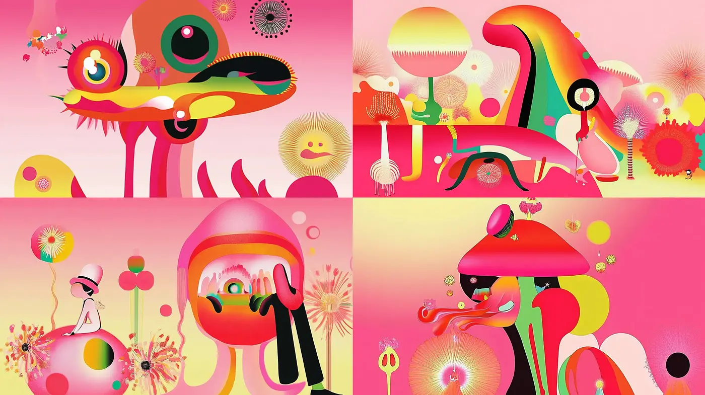 Psychedelic Dreamscape: A Homage to Surrealism and Pop Art - Midjourney sref style