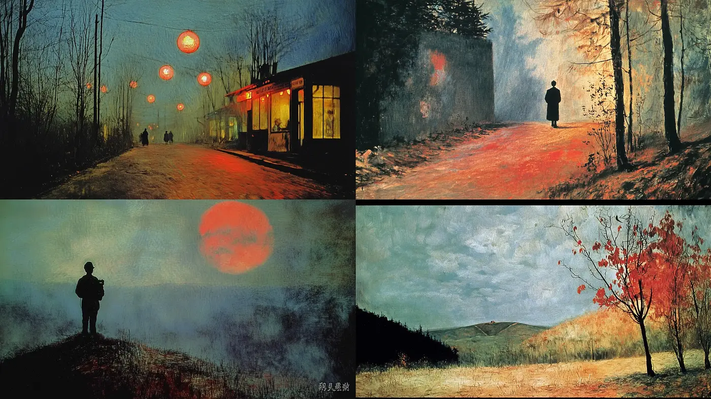 Luminous Twilight Hues Across Evocative Landscapes - Midjourney sref style