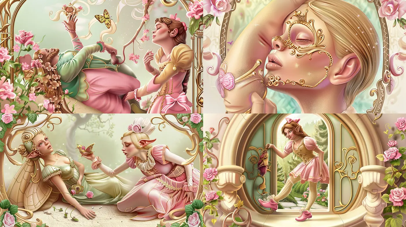 Enchanted Rose Garden: A Whimsical Blend of Pastel Elegance and Magical Storybook Imagery - Midjourney sref style