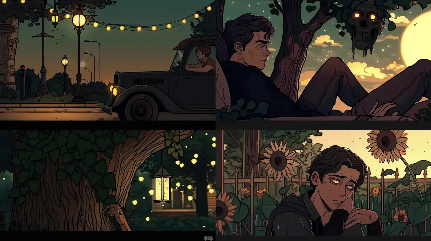 Ethereal Nostalgic Illustrations with a Twisted Whimsy - Midjourney sref style