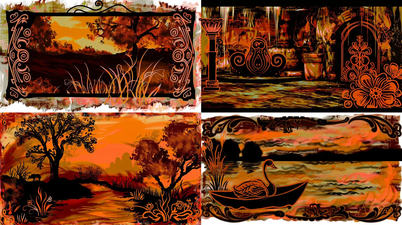 Twilight Hues and Floral Art Nouveau Impressions - Midjourney sref style