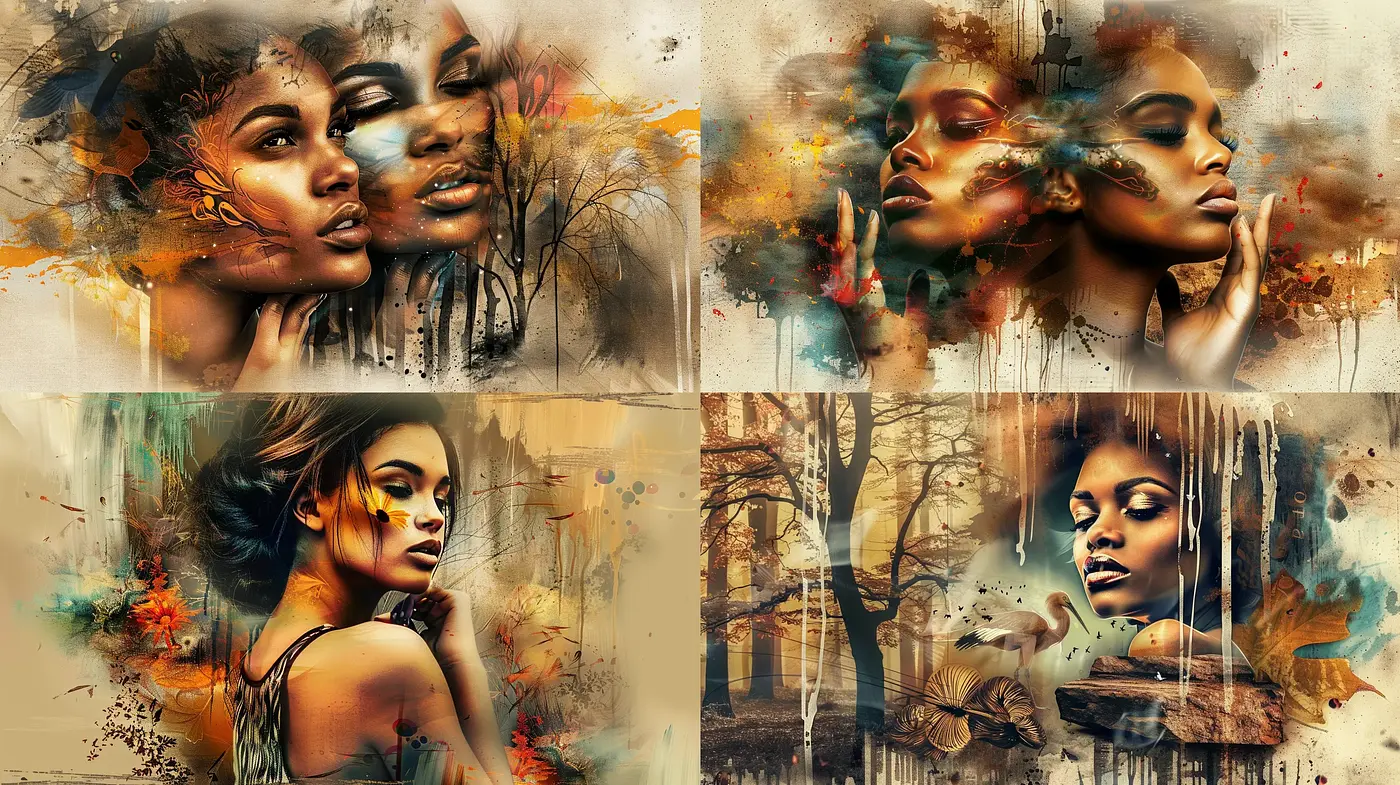 Autumnal Fusion of Ethereal Portraits with Nature - Midjourney sref style