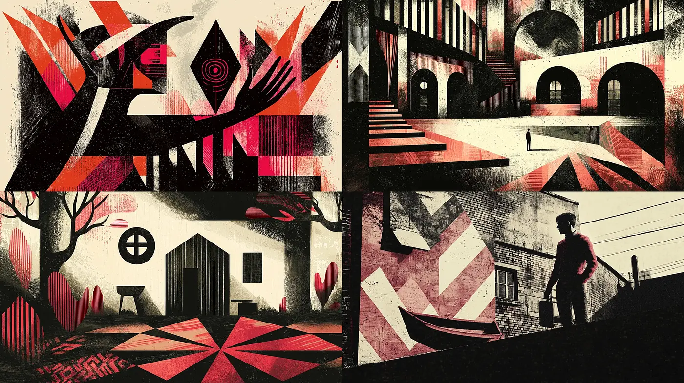 Abstract Geometric Noir Fusion - Midjourney sref style