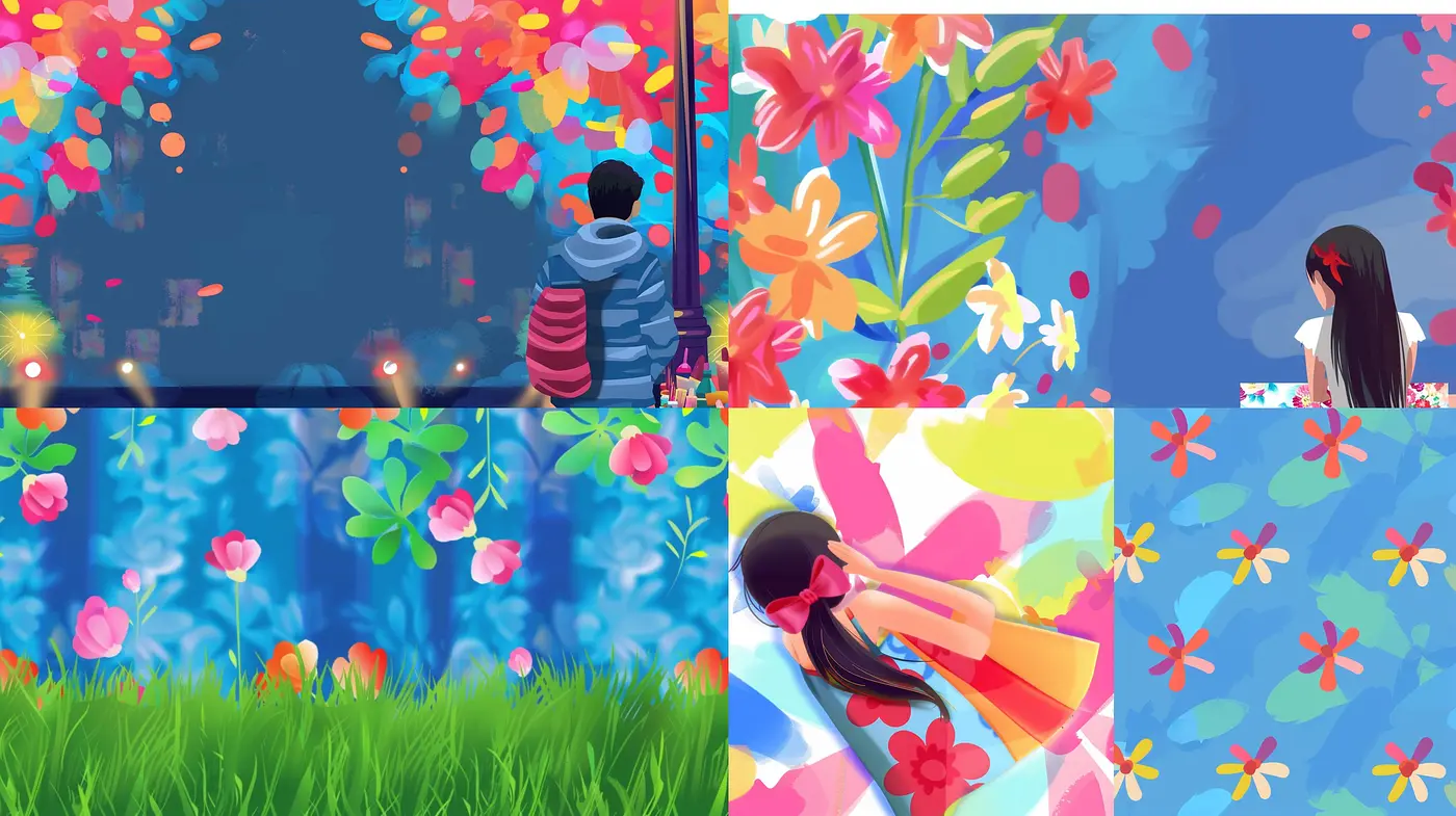 Euphoric Floral Dreamscape: A Fusion of Vivid Colors and Impressionist Blossoms - Midjourney sref style
