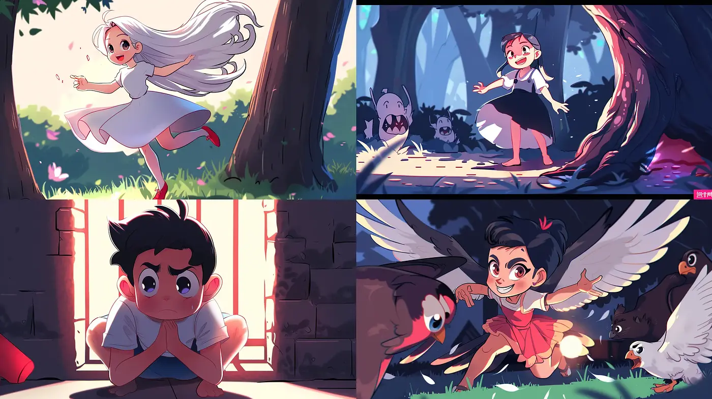 Whimsical Storybook Illustrations with Lively Anime Essence - Midjourney sref style