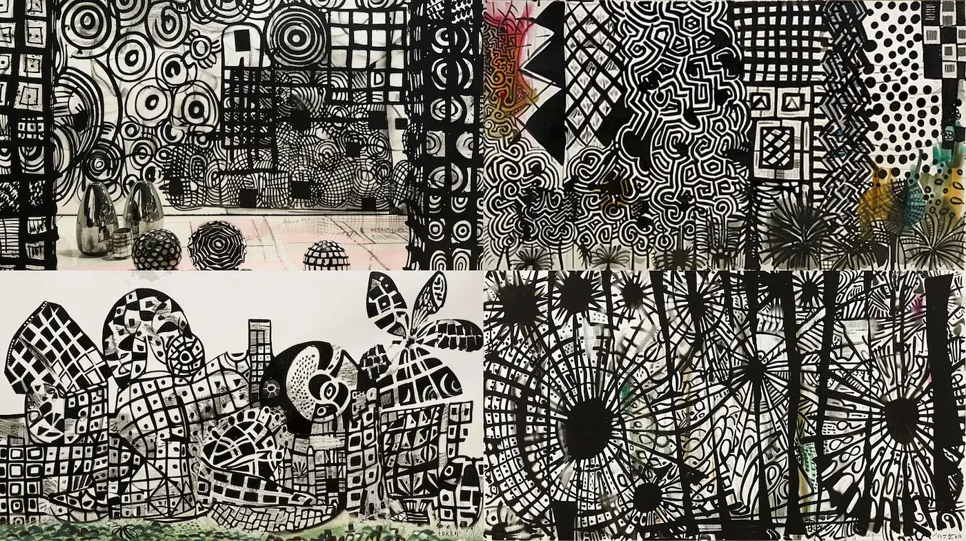 Dynamic Exploration of Abstract Patterns and Textures - Midjourney sref style