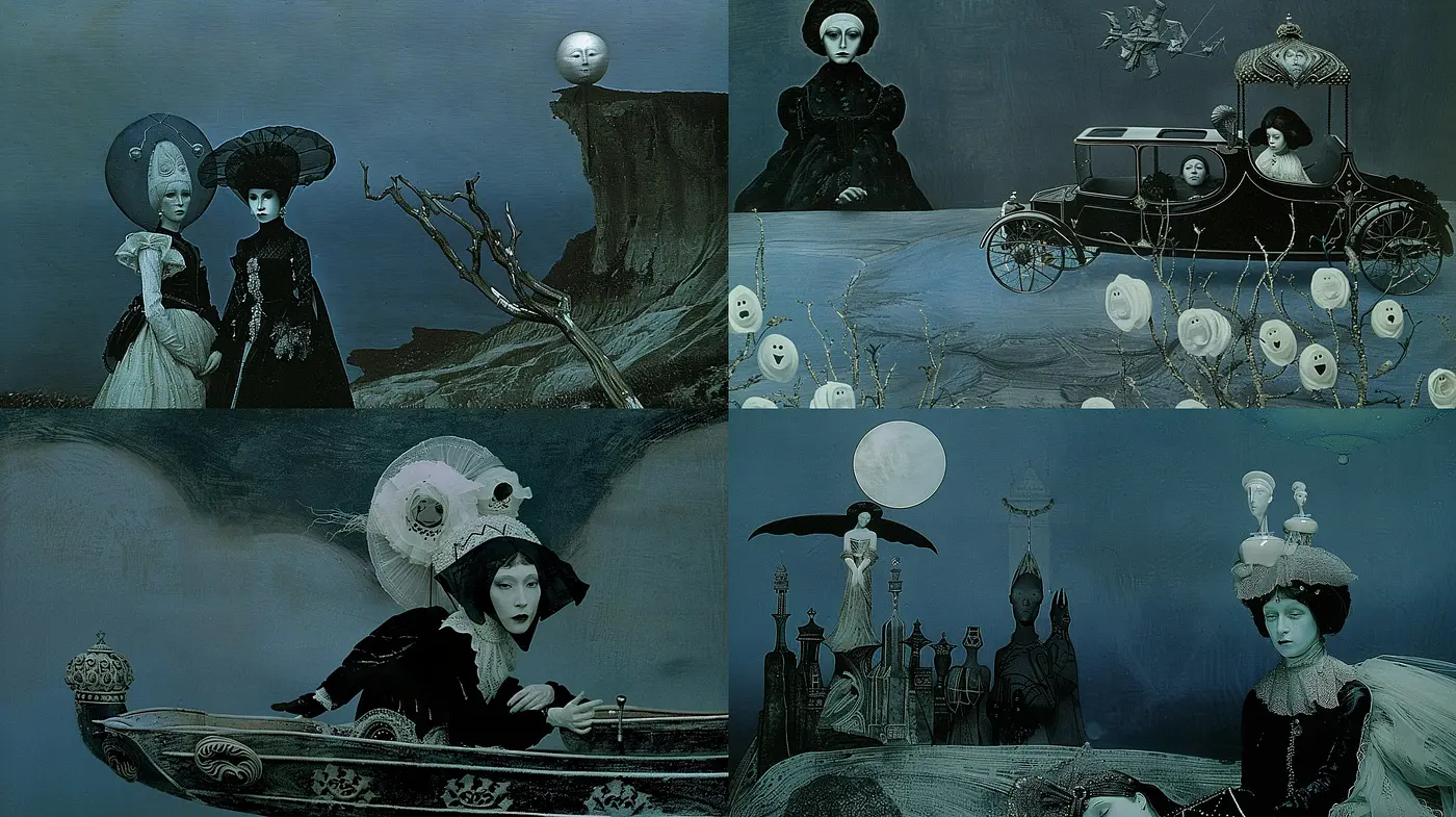 Ethereal Nocturne: An Ode to Mysterious Victorian Nights and Surreal Dreamscapes - Midjourney sref style