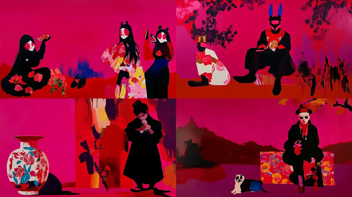 Vibrant Postmodern Synthesis with Theatrical Essence - Midjourney sref style