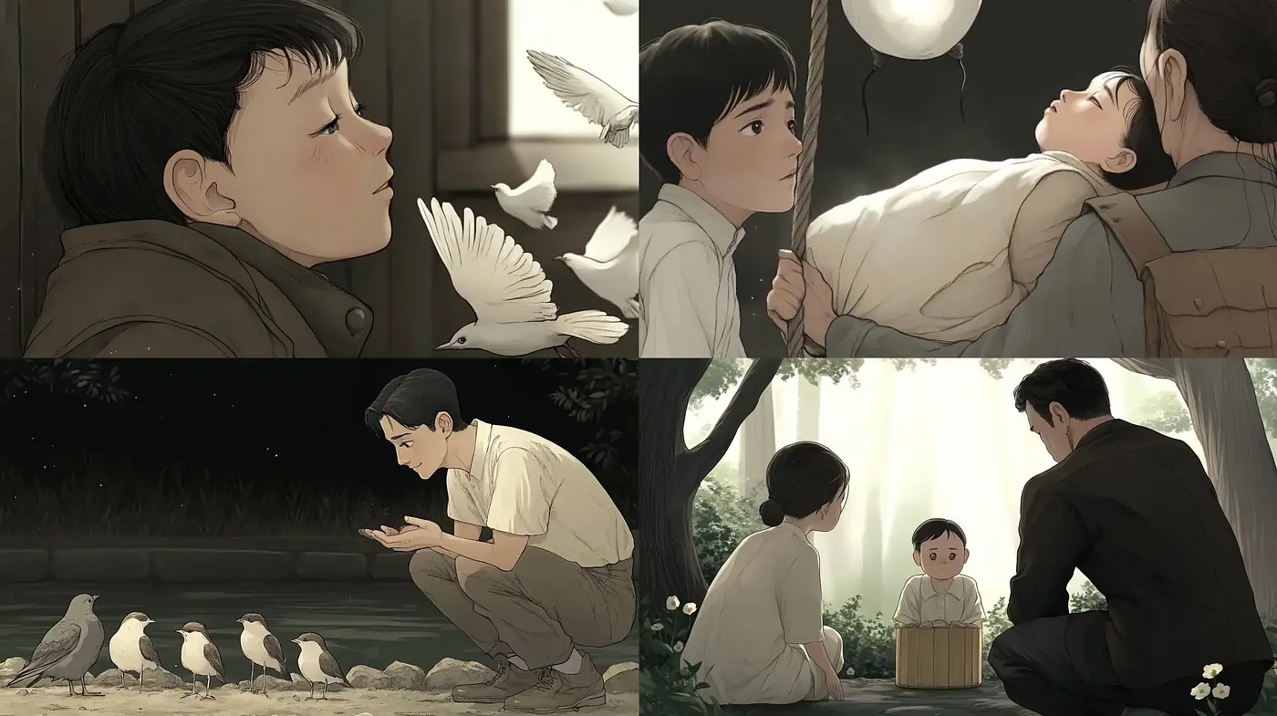 Serene Storybook Illustration - Consistent in Tender Hues and Gentle Linework - Midjourney sref style