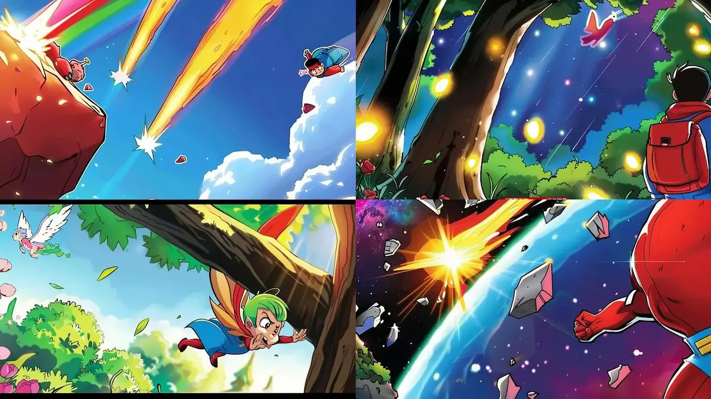 Vibrant Adventure-Inspired Illustrations with Dynamic Action Elements - Midjourney sref style