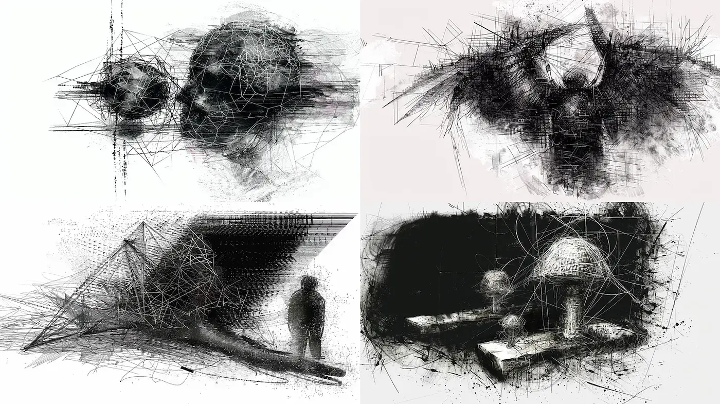 Abstract Expressionism with a Cybernetic Twist - Midjourney sref style