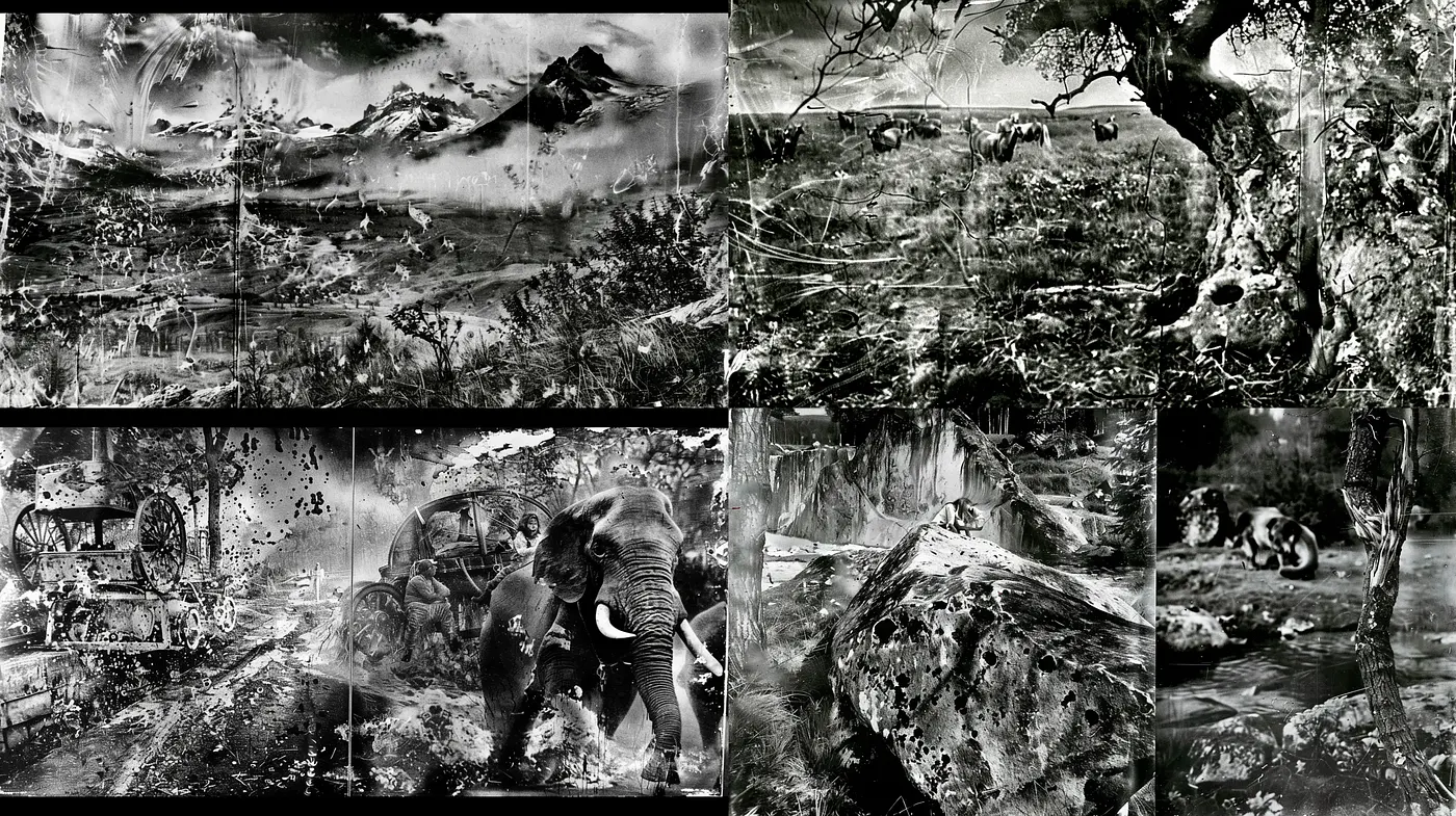 Monochromatic Dreamscape Fusion - Midjourney sref style