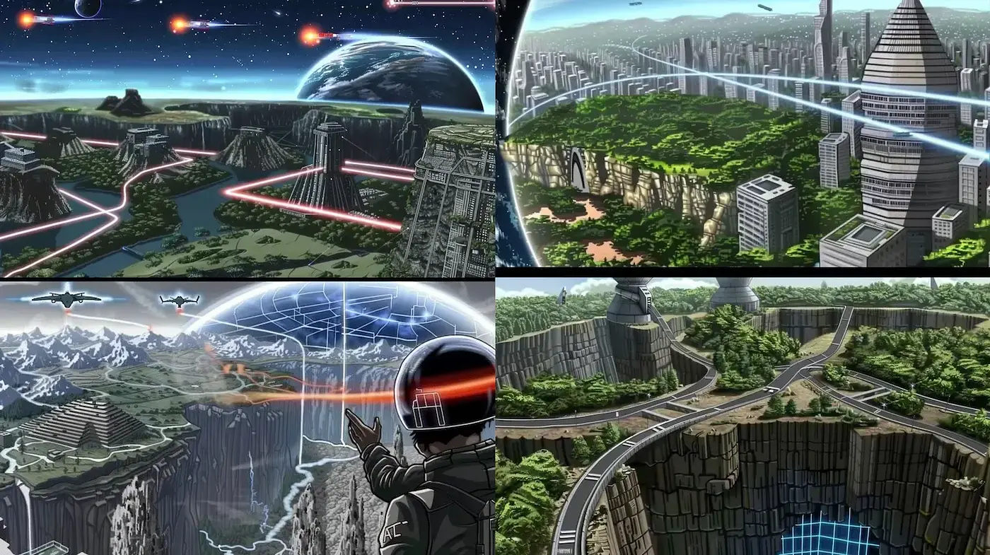 Futuristic Landscapes with a Synthwave Aesthetic - Midjourney sref style