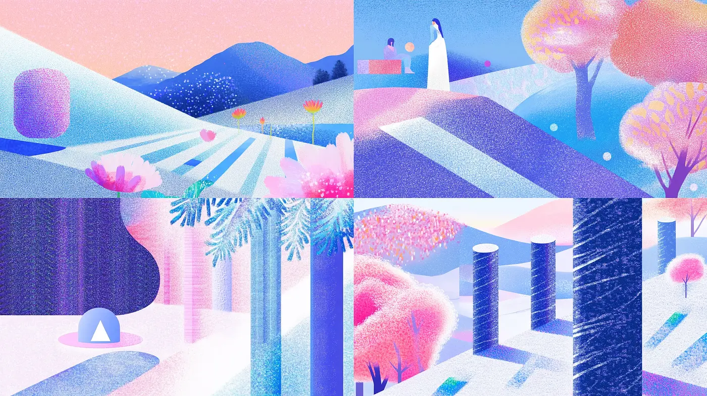 Ethereal Pastel Dreamscape with Textured Essence - Midjourney sref style