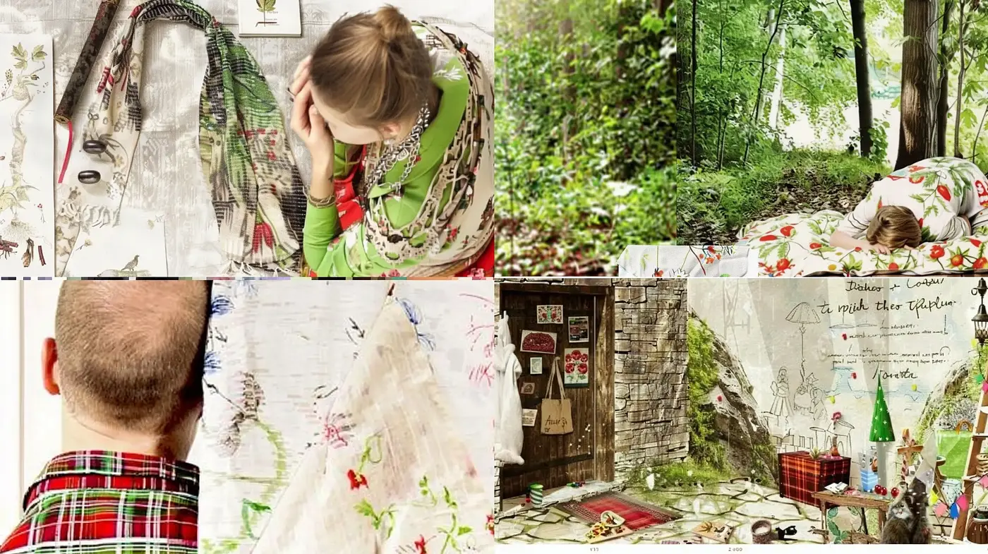 Whimsically Textured Collages of Memory and Nature - Midjourney sref style