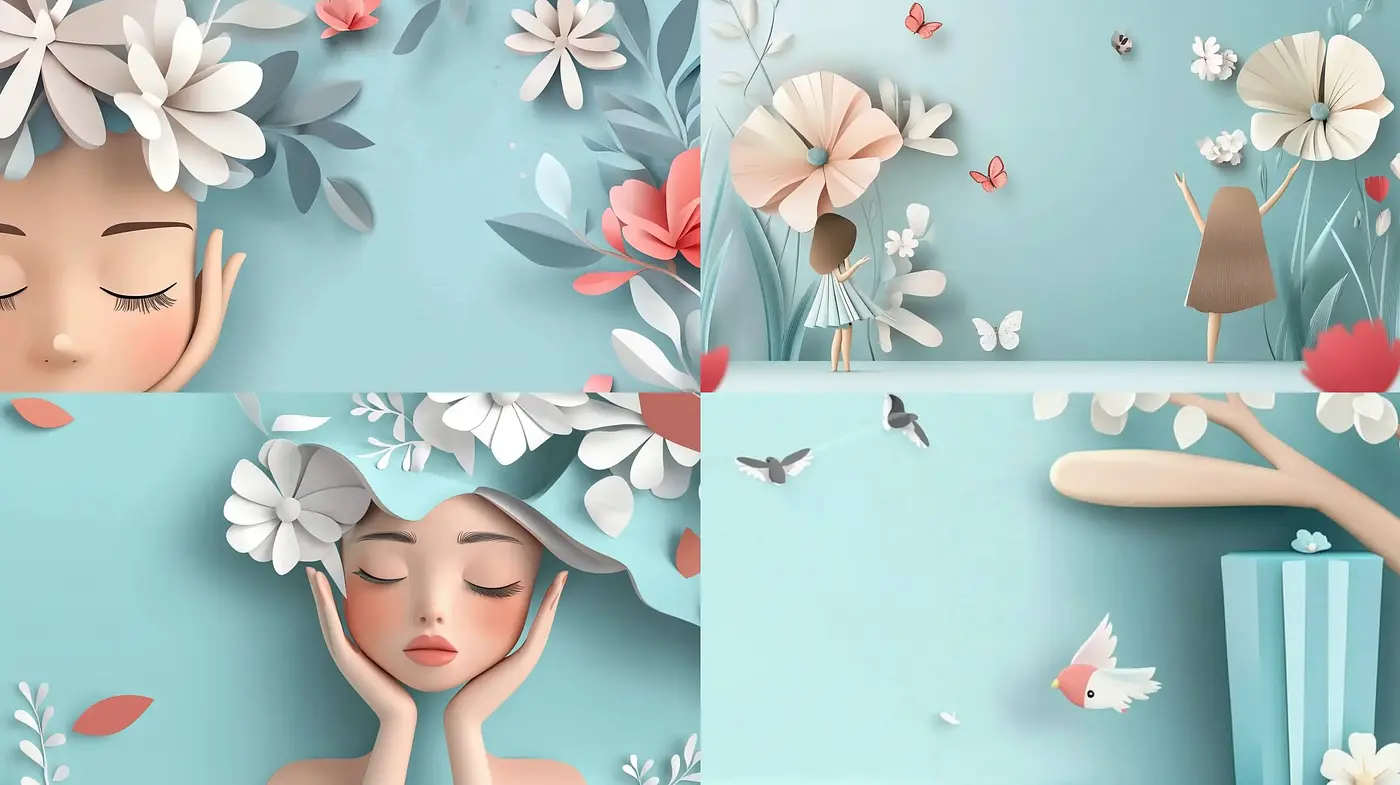 Serene Pastel Dreamscape with Whimsical Paper Textures - Midjourney sref style