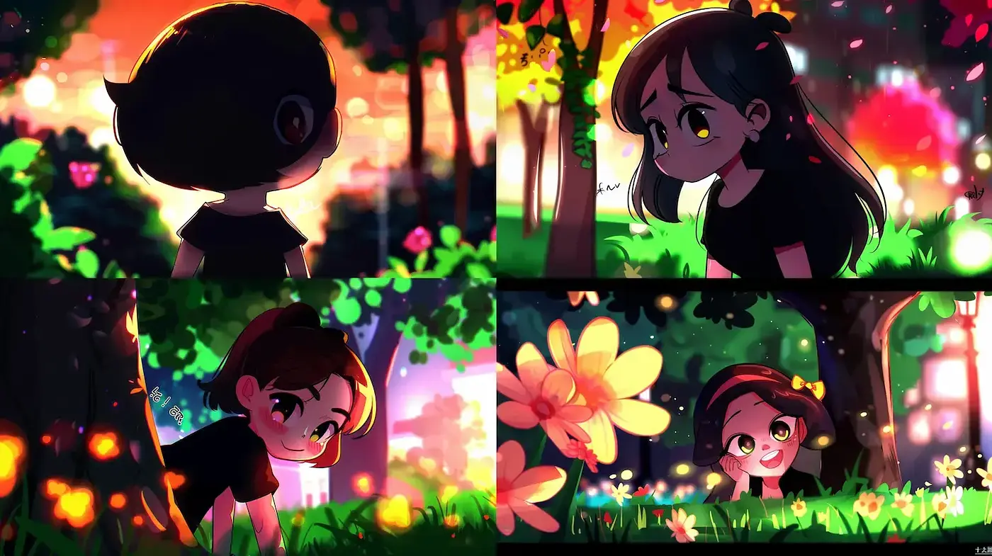 Vibrant and whimsical illustration with a dreamy atmosphere and animated charm - Midjourney sref style