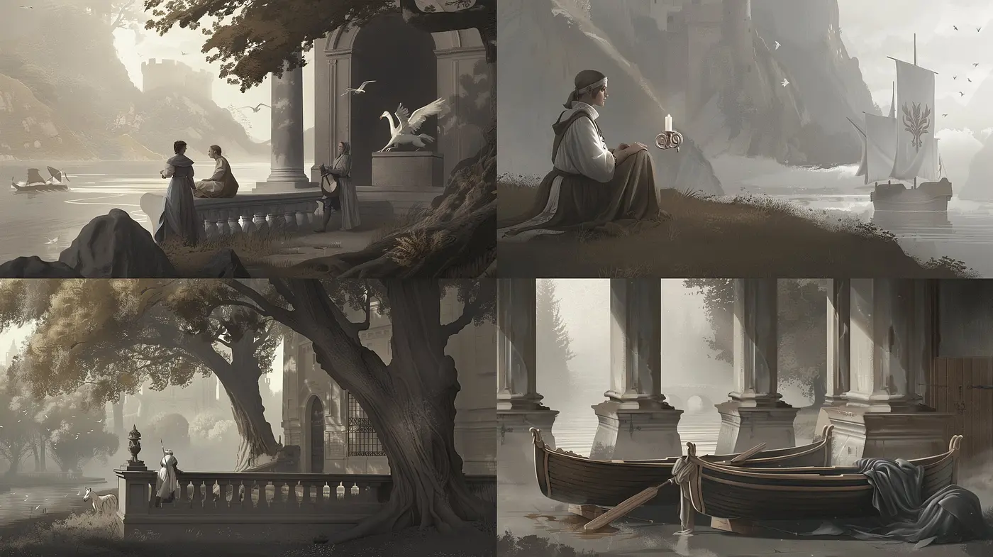 Ethereal Monochrome Visions: An Exploration of Nostalgic Serenity in Grayscale Landscapes - Midjourney sref style