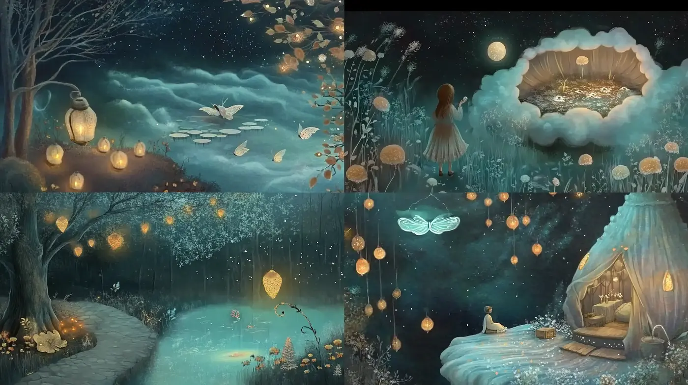 Luminous Dreamscape: A Tranquil and Mystical Artistic Journey - Midjourney sref style
