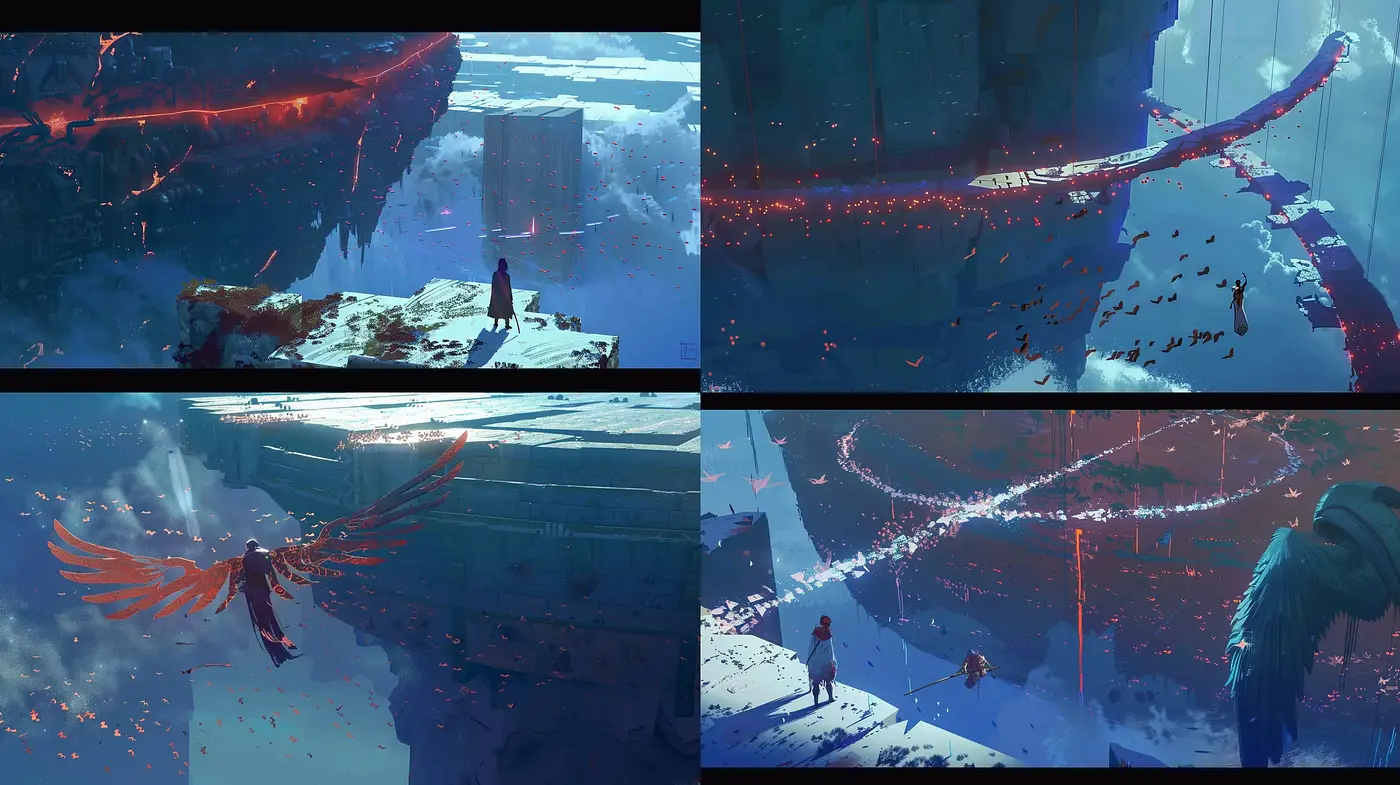 Ethereal Lights and Shadows Across Fantastical Landscapes - Midjourney sref style