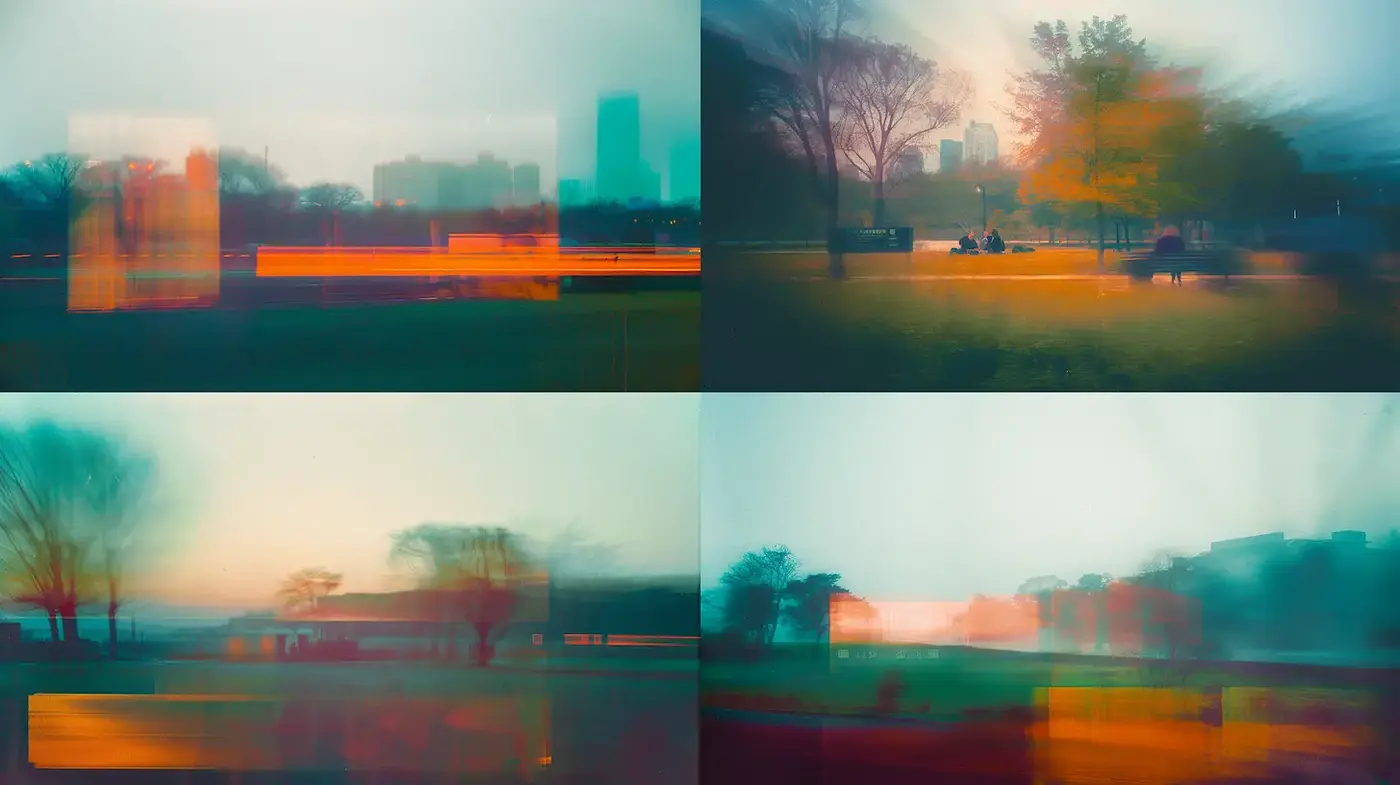 Abstract cityscapes with impressionistic motion-blur aesthetics - Midjourney sref style