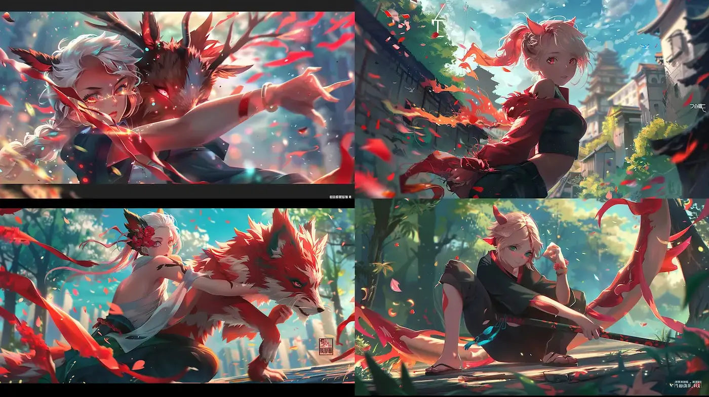 Vibrant and Dynamic Fantasy Art with a Nature-Inspired Aesthetic - Midjourney sref style