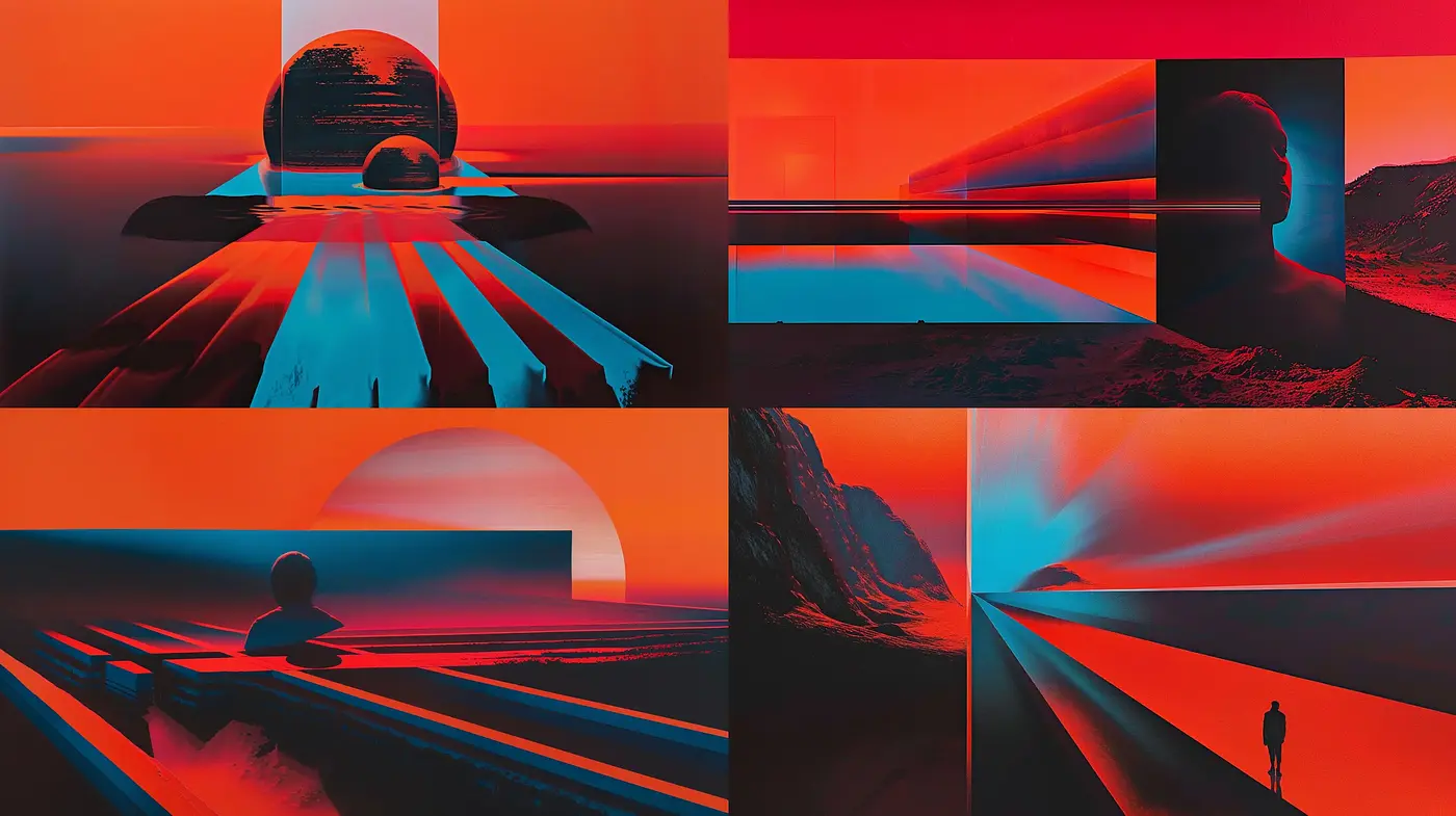 Futuristic Synthetic Nostalgia: A Homage to Dystopian Sunsets - Midjourney sref style