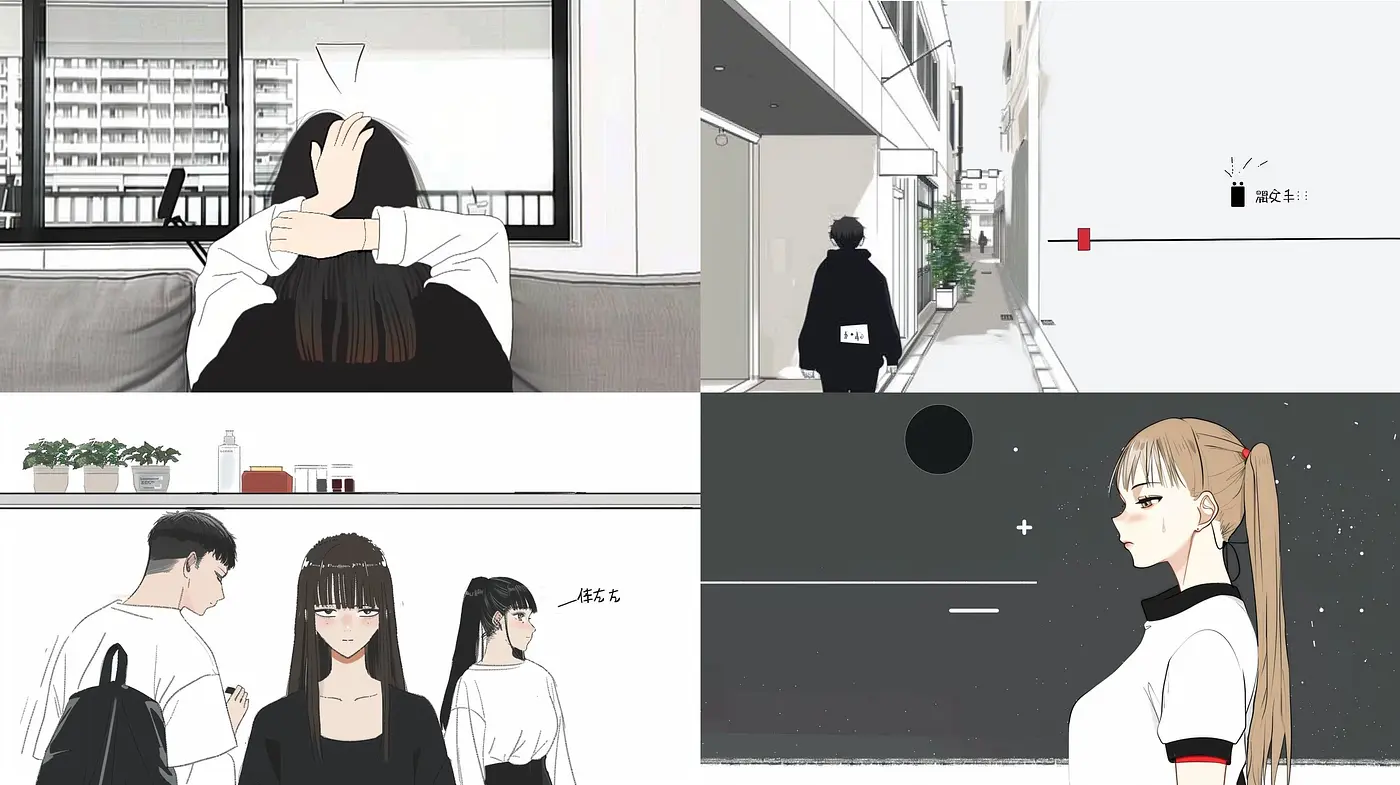 Monochromatic Anime-Inspired Serenity with a Touch of Modernity - Midjourney sref style
