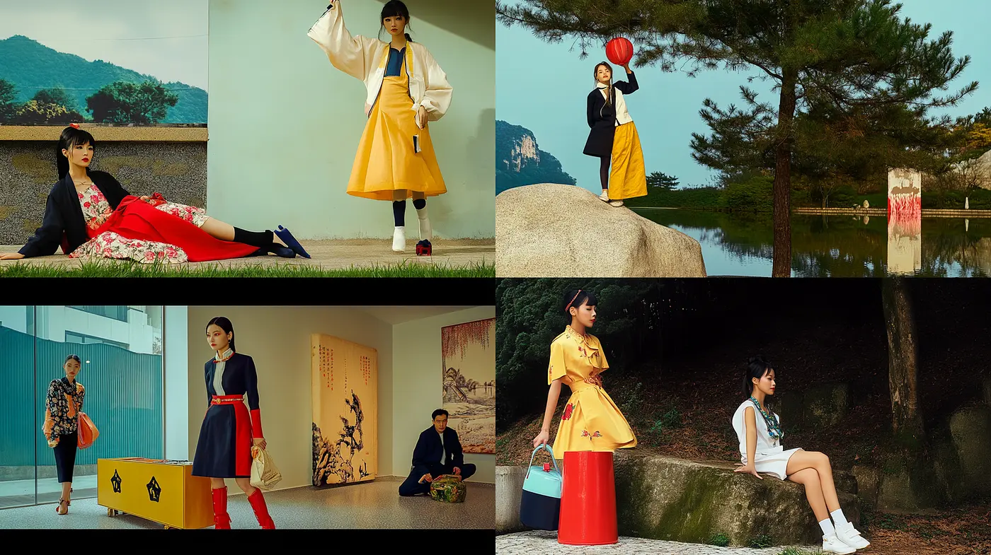 Contemporary Fashion with a Fusion of Tradition and Modernity - Midjourney sref style