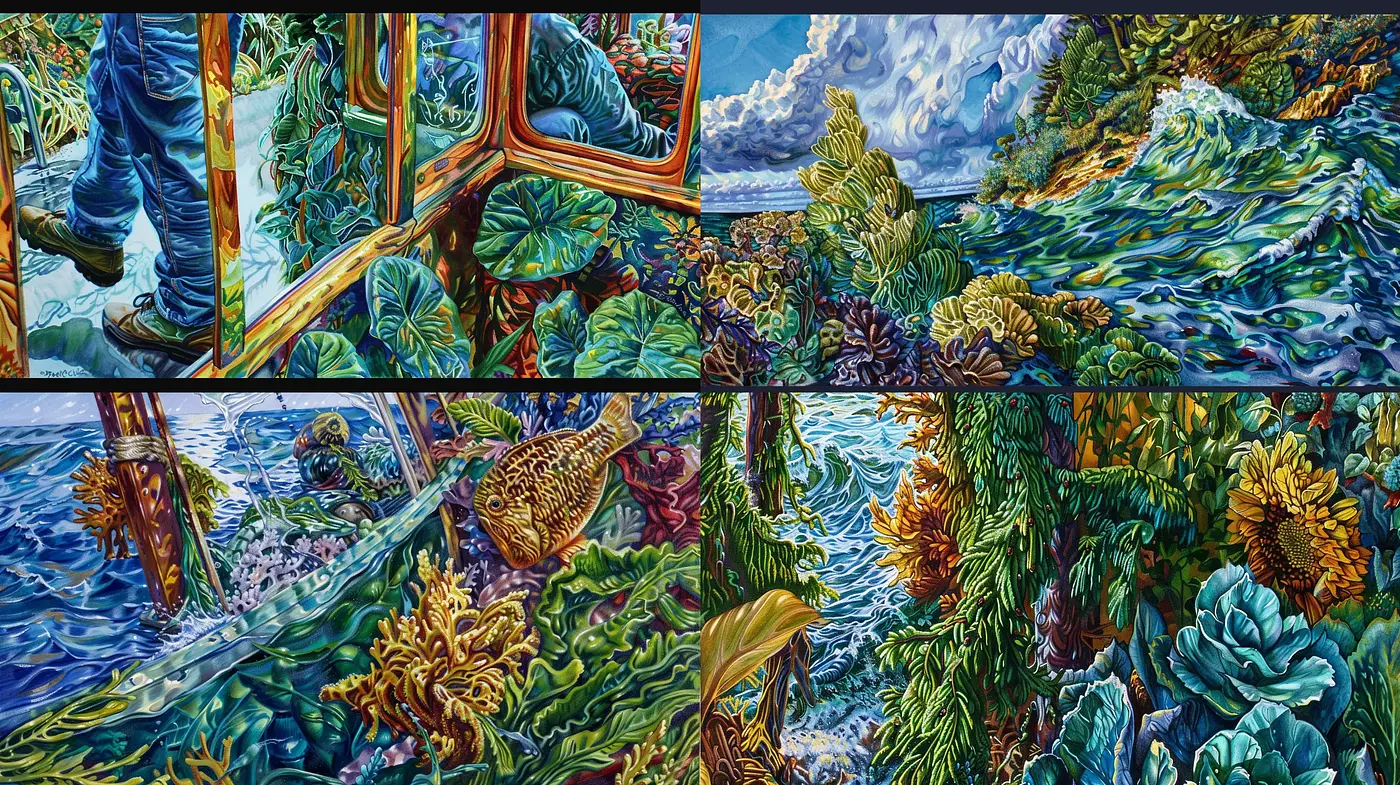 Vibrant Botanical Tapestry in Expressionist Fusion - Midjourney sref style