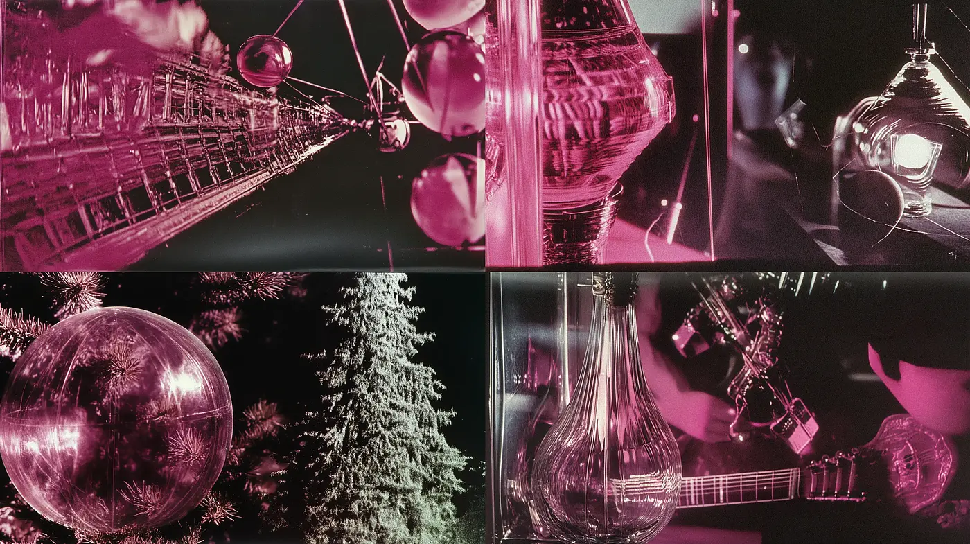 Crimson Spectacle: A Study in Monochrome Tonalities and Reflective Surfaces - Midjourney sref style