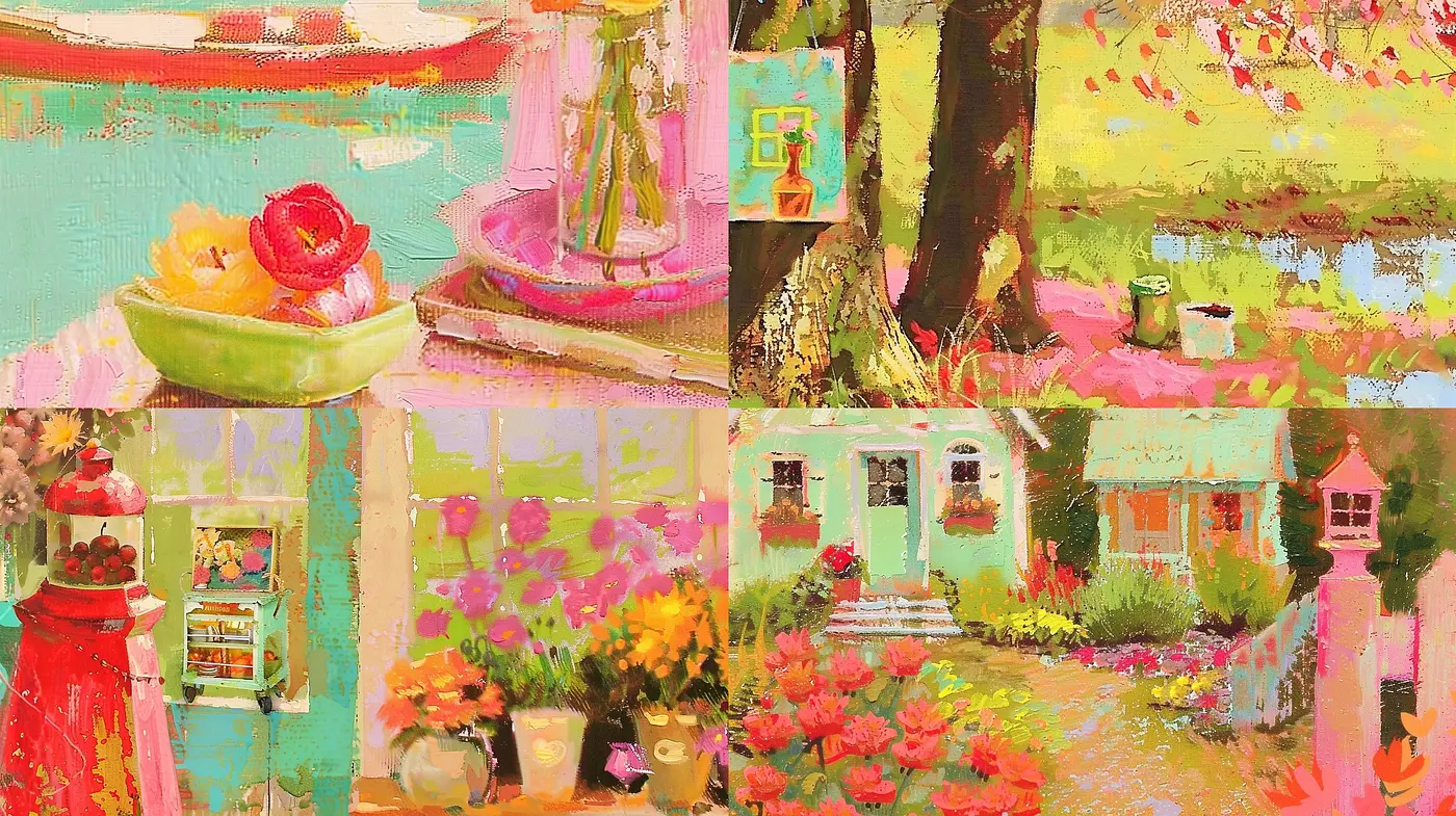 Vibrant Pastel Dreamscapes: A Harmonious Blend of Impressionist Inspirations and Lively Color Expressions - Midjourney sref style