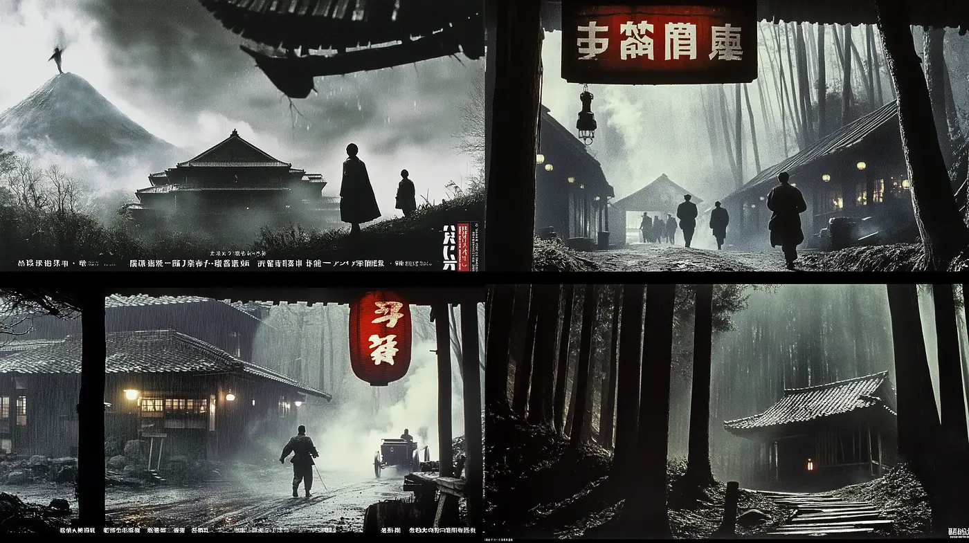 Monochromatic Cinematic Ambiance with East Asian Aesthetic - Midjourney sref style