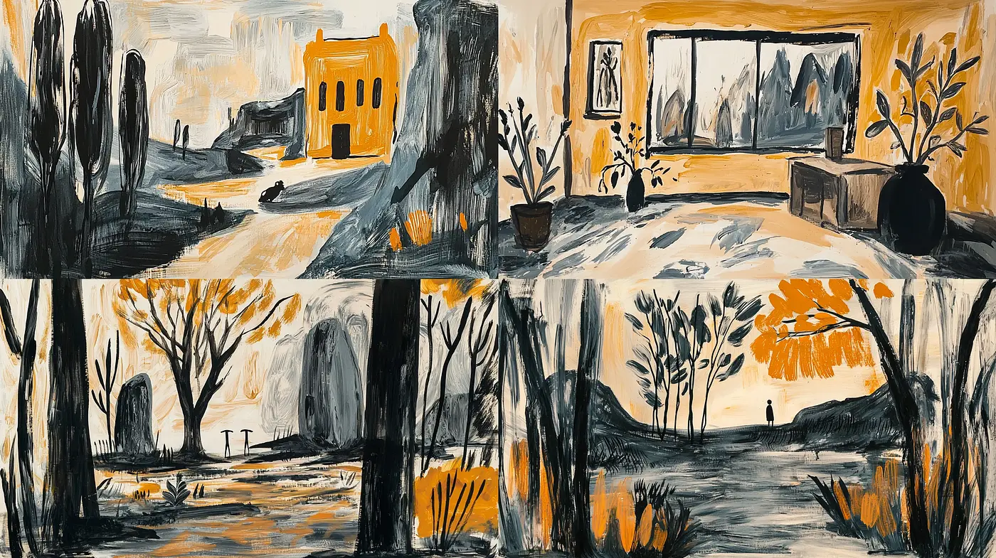 Abstract Autumnal Hues with Expressionist Undertones - Midjourney sref style