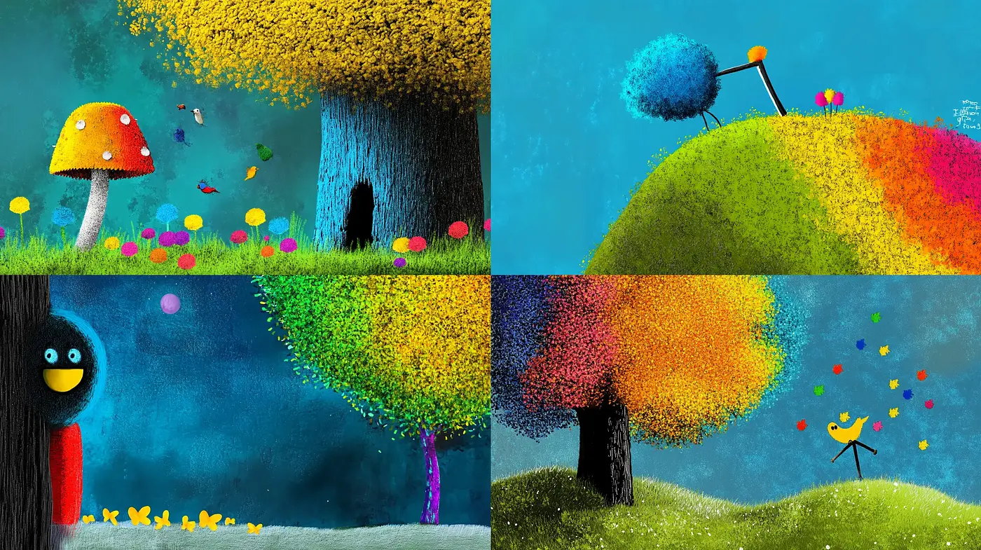 Whimsical Textured Wonderland with Vibrant Color Infusions - Midjourney sref style