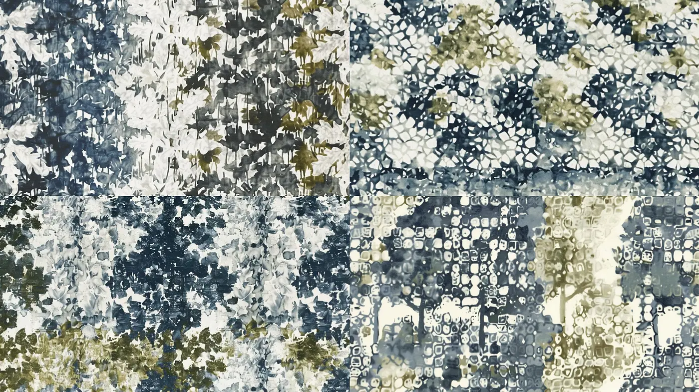 Abstract Botanical Mosaic: A Fusion of Organic and Geometric Styling - Midjourney sref style