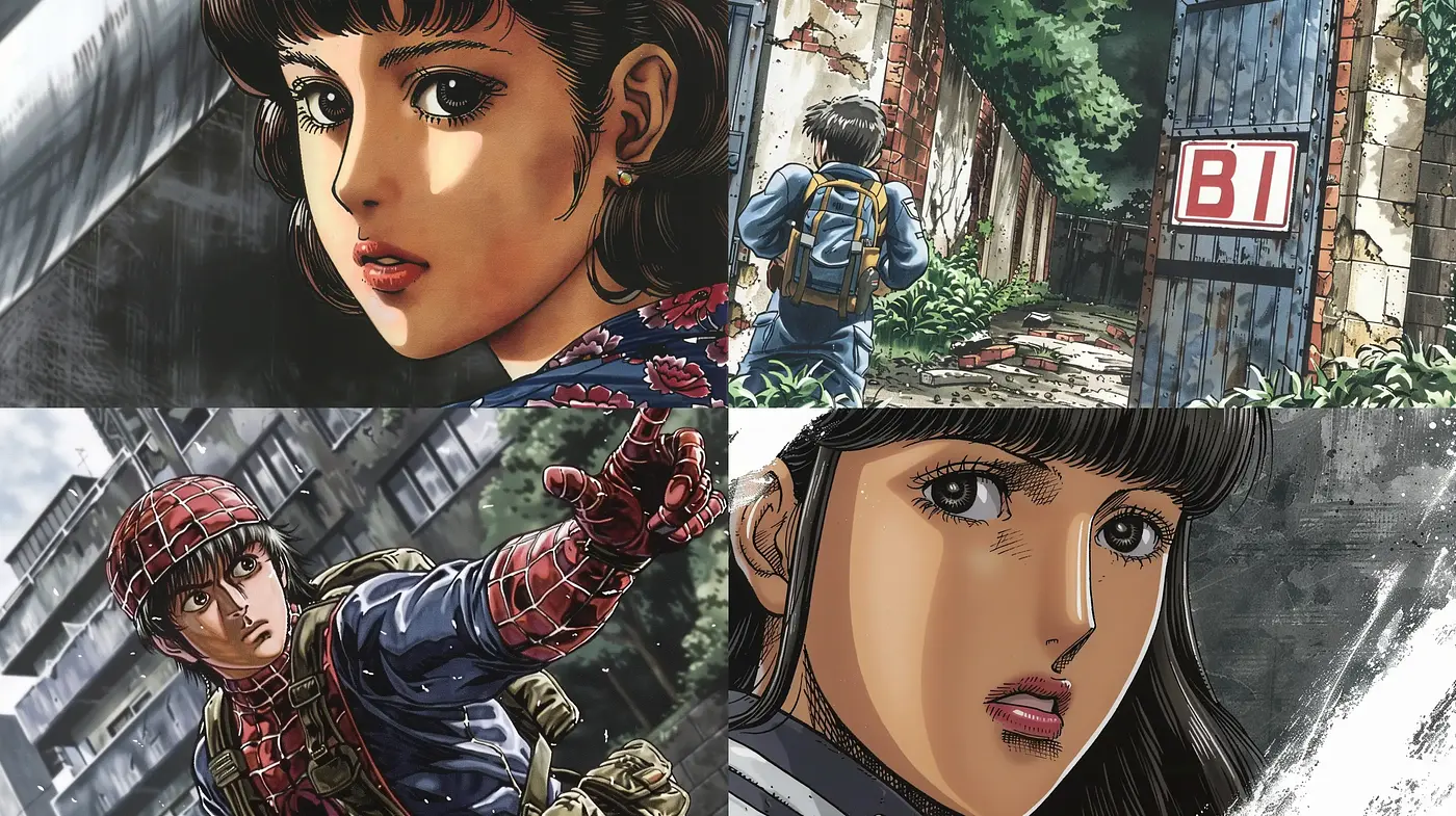 Post-Apocalyptic Manga-Inspired Artistic Confluence - Midjourney sref style