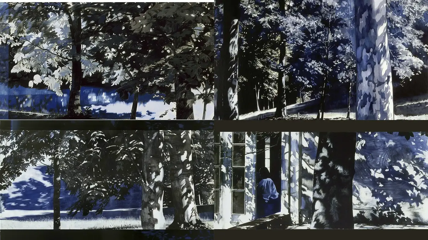 Monochromatic Nature Fusion with Contemplative Undertones and Abstract Texture - Midjourney sref style